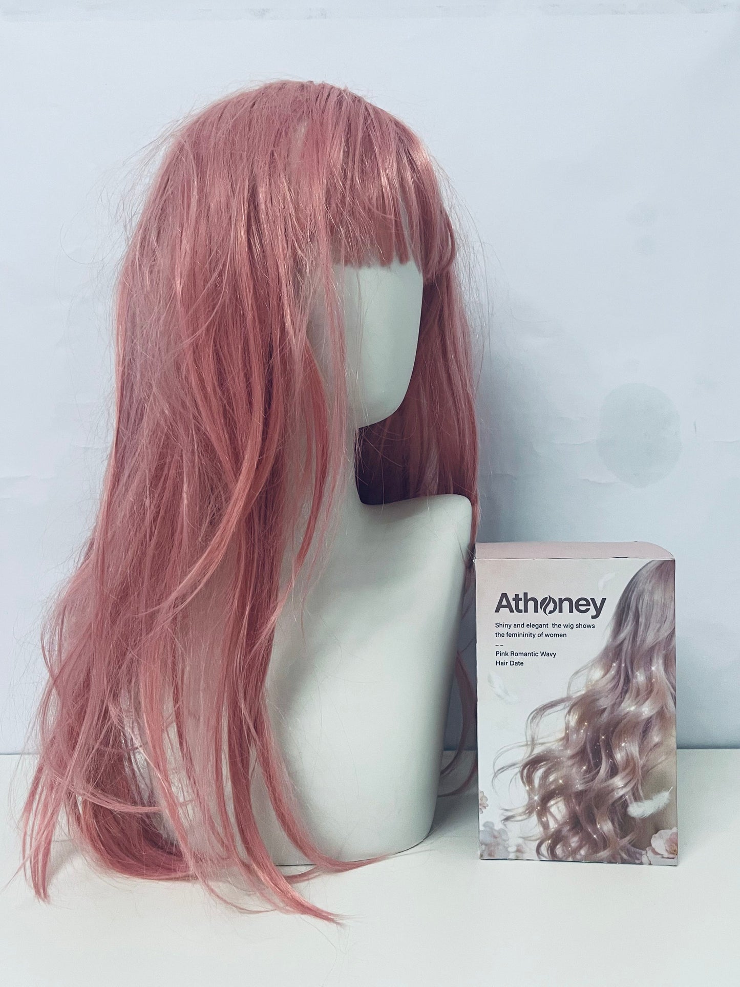 Athoney Pink Romantic Long Curly Wig Fashion Item for Instant Atmosphere Styling