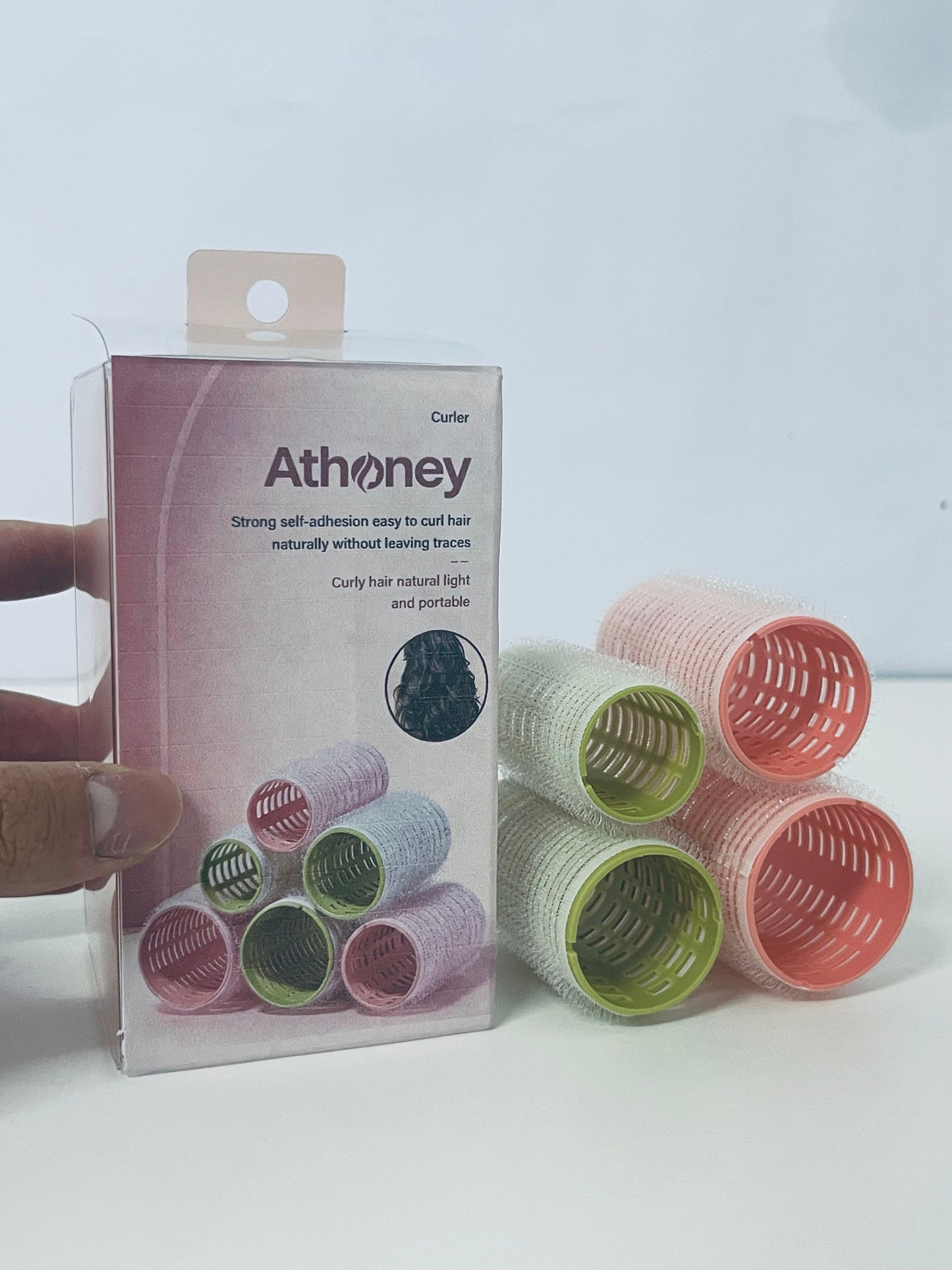 Athoney Self-Adhesive Hair Rollers Damage-Free Tool for Natural Curls