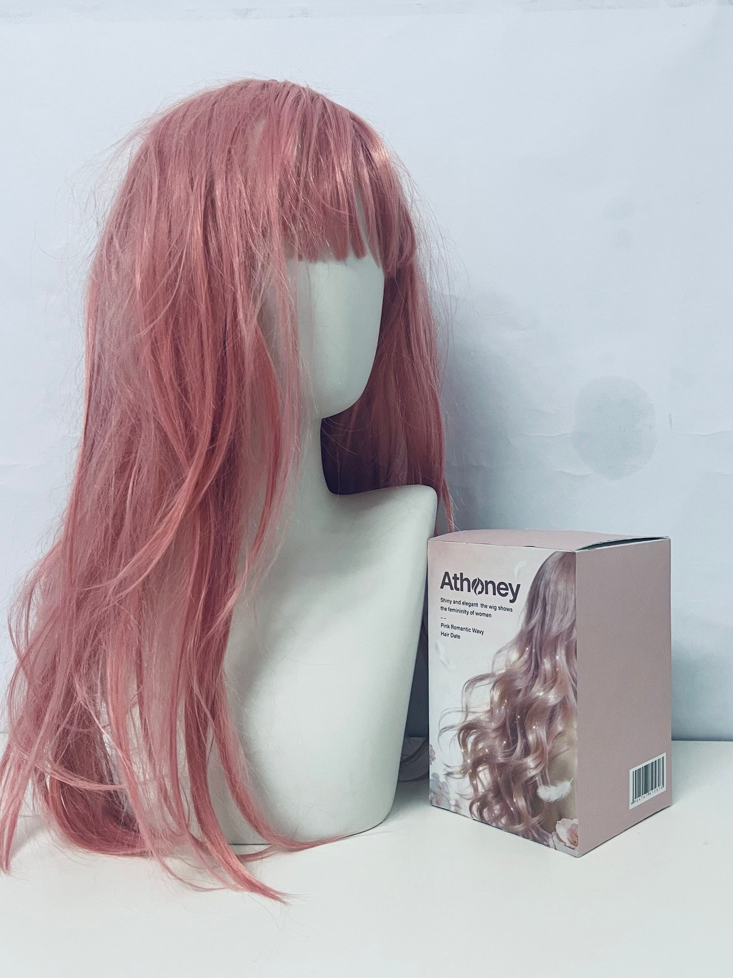 Athoney Pink Romantic Long Curly Wig Fashion Item for Instant Atmosphere Styling