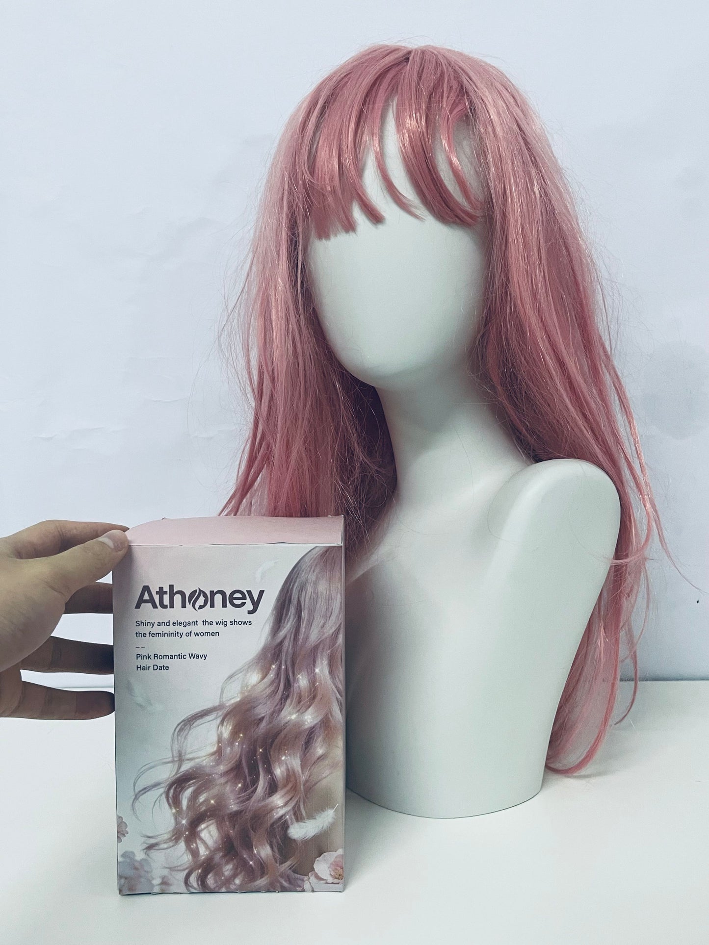Athoney Pink Romantic Long Curly Wig Fashion Item for Instant Atmosphere Styling