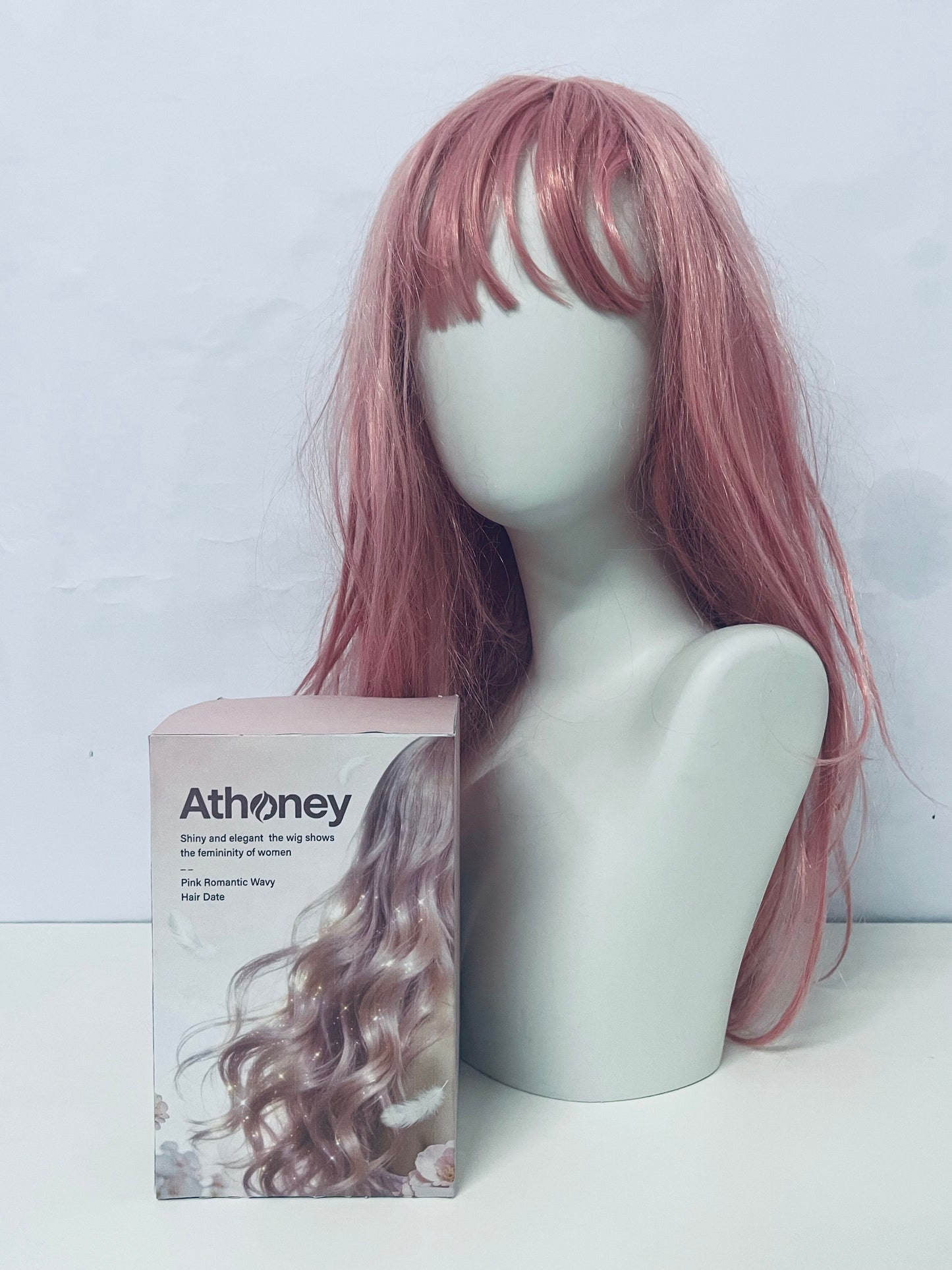 Athoney Pink Romantic Long Curly Wig Fashion Item for Instant Atmosphere Styling