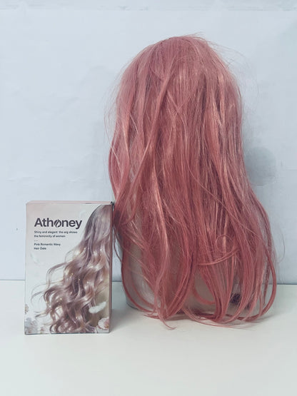 Athoney Pink Romantic Long Curly Wig Fashion Item for Instant Atmosphere Styling