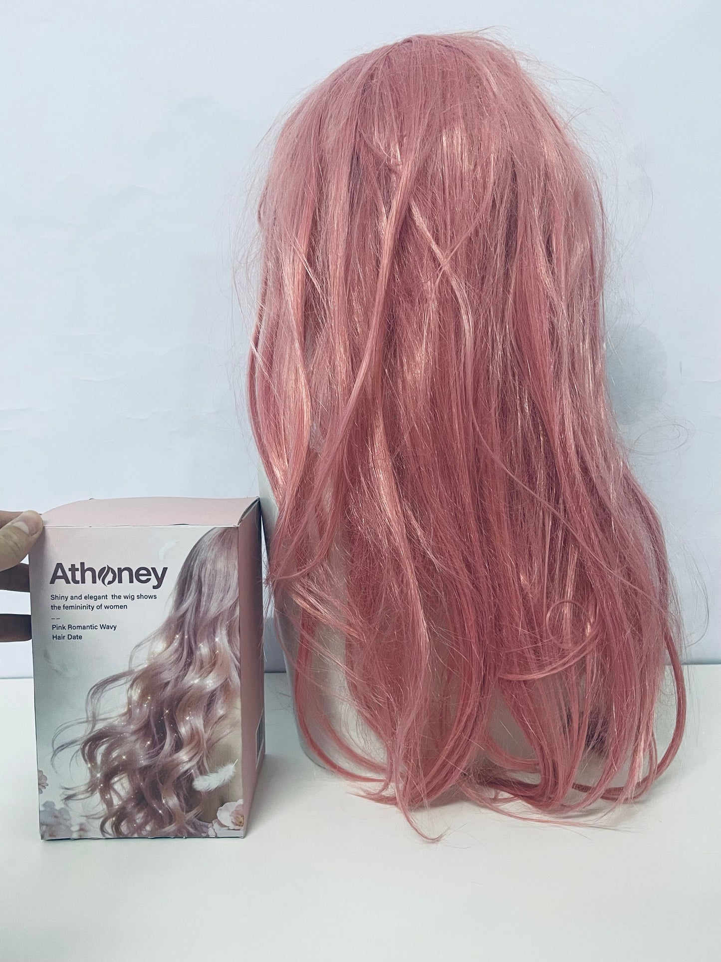 Athoney Pink Romantic Long Curly Wig Fashion Item for Instant Atmosphere Styling