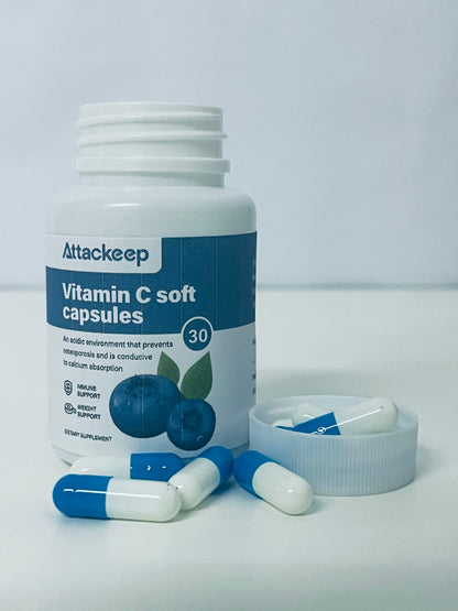 Attackeep Blueberry-Flavored Vitamin C Soft Capsules Dual-Effect Care for Daily Nutritional Supplement