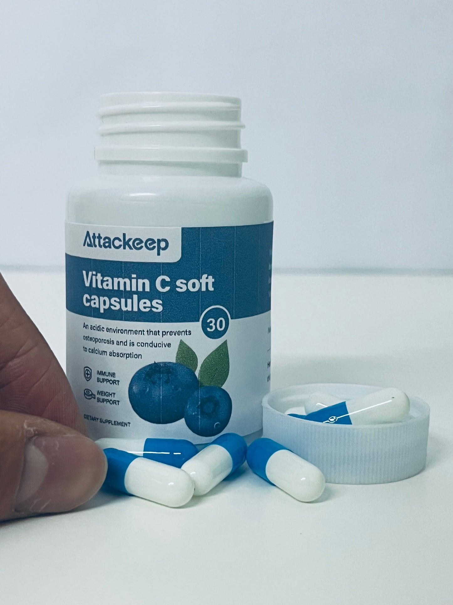Attackeep Blueberry-Flavored Vitamin C Soft Capsules Dual-Effect Care for Daily Nutritional Supplement