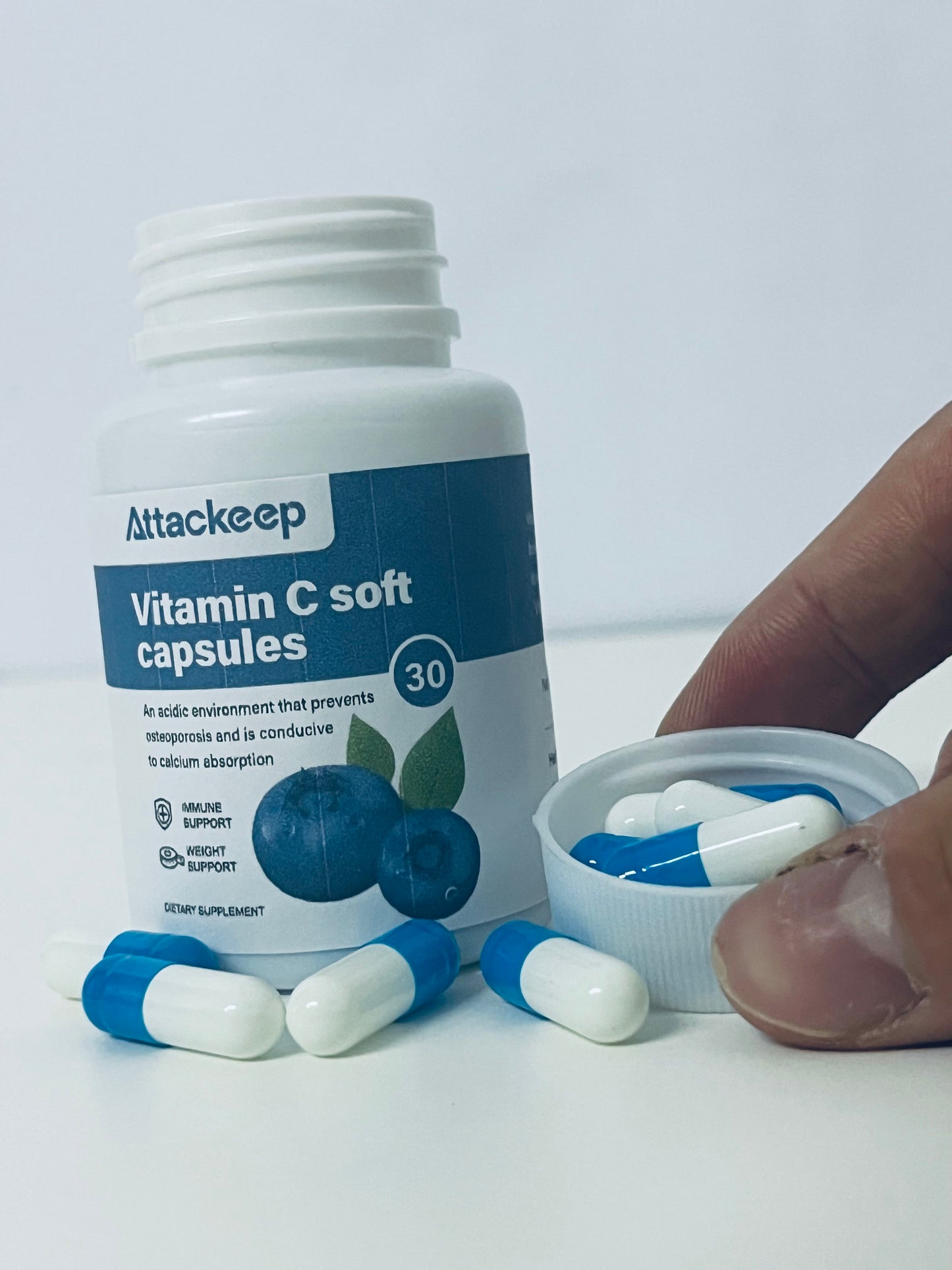 Attackeep Blueberry-Flavored Vitamin C Soft Capsules Dual-Effect Care for Daily Nutritional Supplement