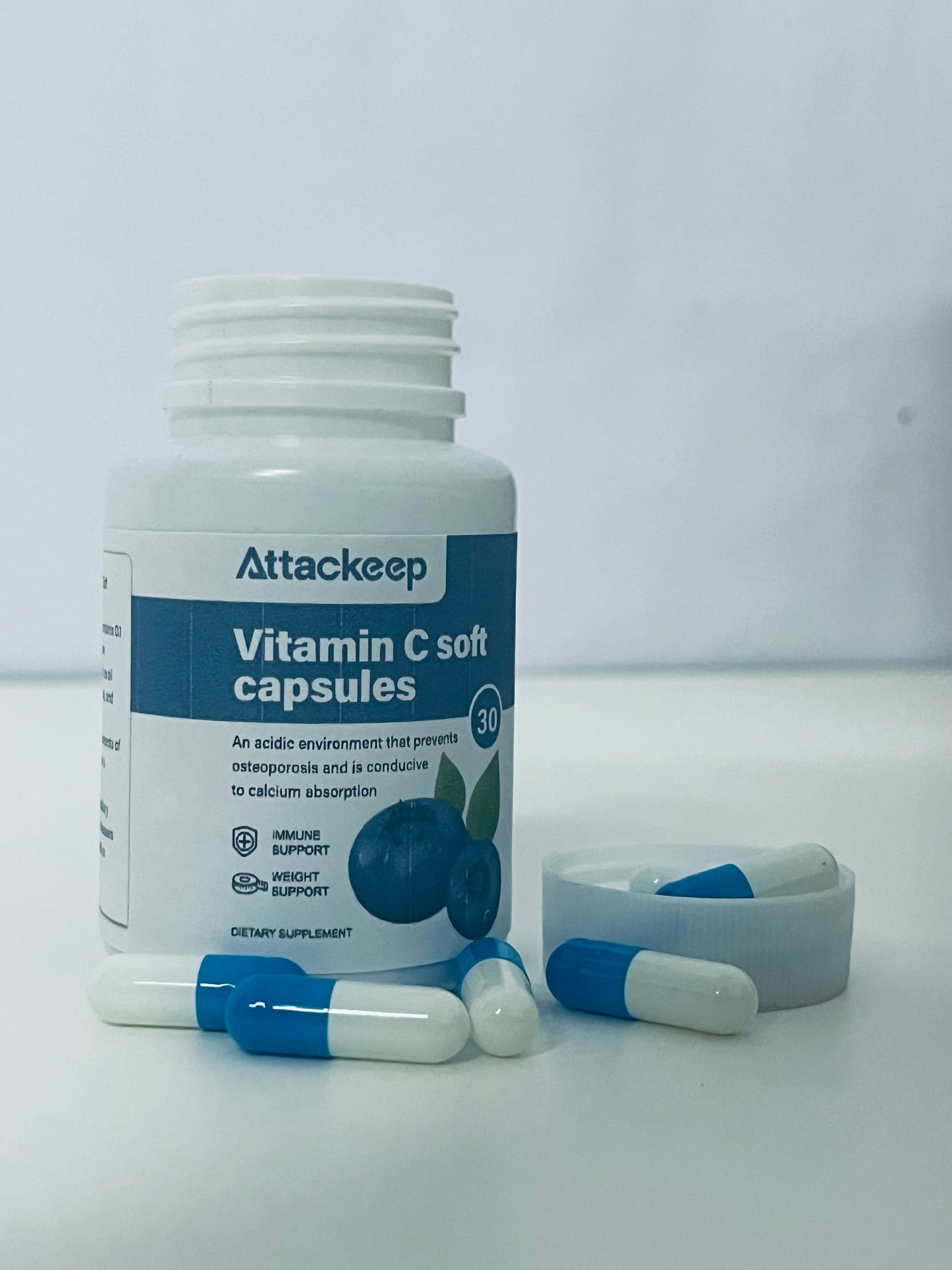 Attackeep Blueberry-Flavored Vitamin C Soft Capsules Dual-Effect Care for Daily Nutritional Supplement
