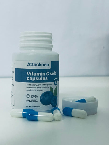 Attackeep Blueberry-Flavored Vitamin C Soft Capsules Dual-Effect Care for Daily Nutritional Supplement