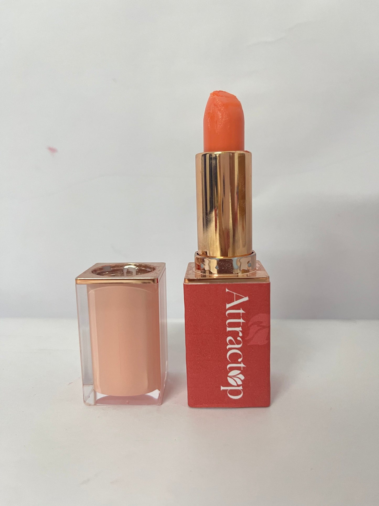 Attractop Lipstick | Aloe Vera-Based, Long-Lasting, Moisturizing | Warm Peach-Coral with a Satin Cream Finish