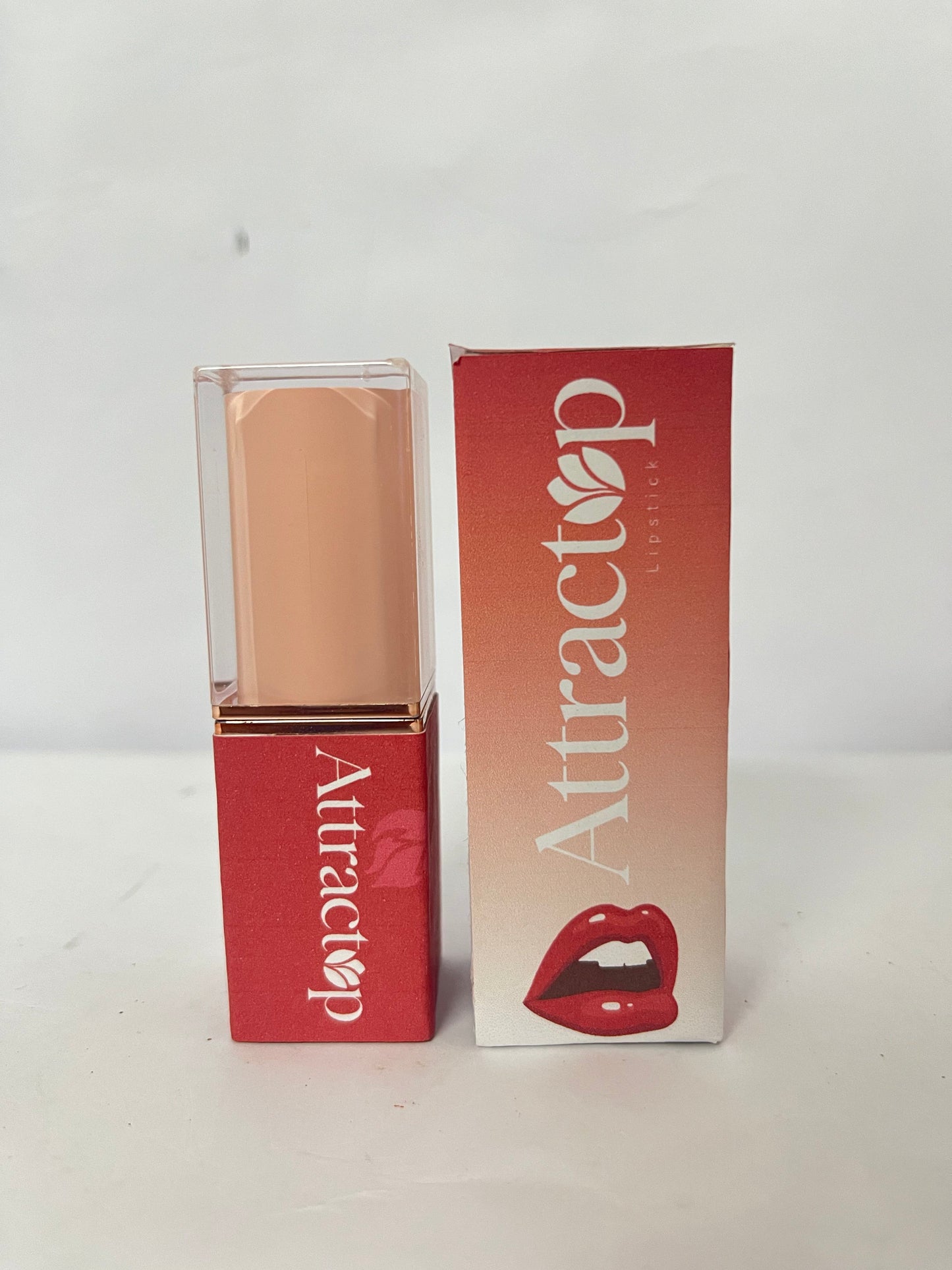 Attractop Lipstick | Aloe Vera-Based, Long-Lasting, Moisturizing | Warm Peach-Coral with a Satin Cream Finish
