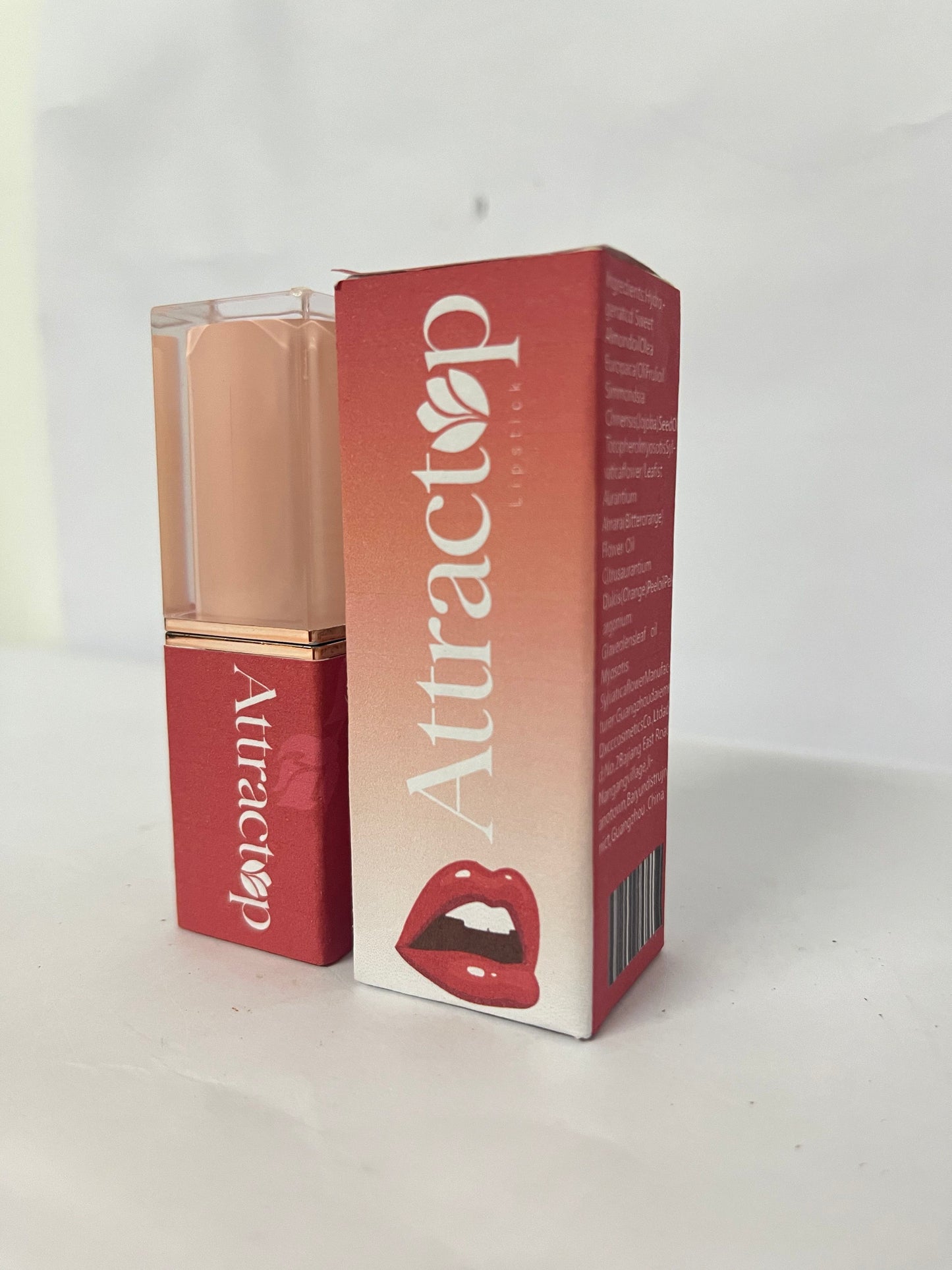 Attractop Lipstick | Aloe Vera-Based, Long-Lasting, Moisturizing | Warm Peach-Coral with a Satin Cream Finish