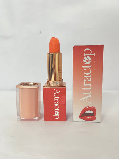 Attractop Lipstick | Aloe Vera-Based, Long-Lasting, Moisturizing | Warm Peach-Coral with a Satin Cream Finish