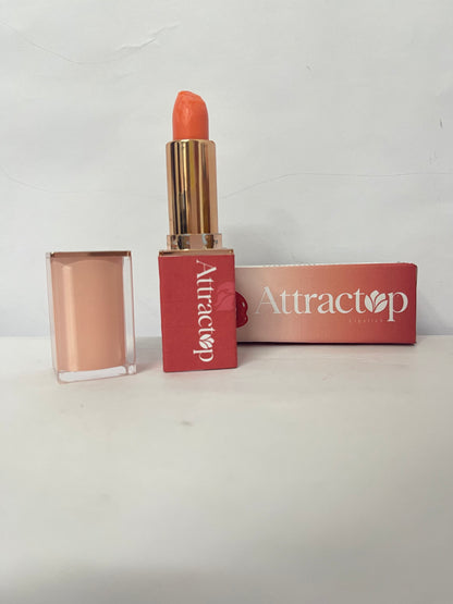 Attractop Lipstick | Aloe Vera-Based, Long-Lasting, Moisturizing | Warm Peach-Coral with a Satin Cream Finish