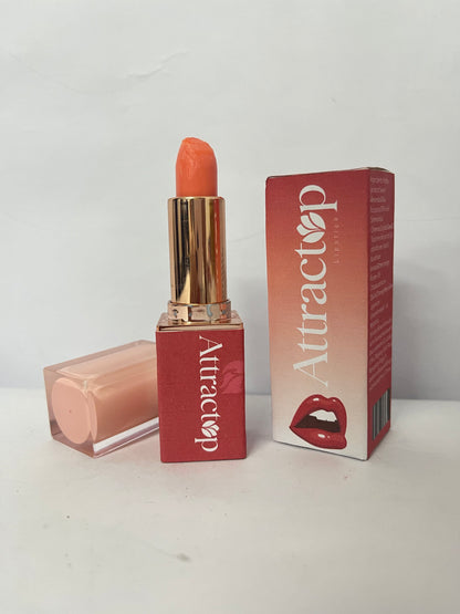 Attractop Lipstick | Aloe Vera-Based, Long-Lasting, Moisturizing | Warm Peach-Coral with a Satin Cream Finish