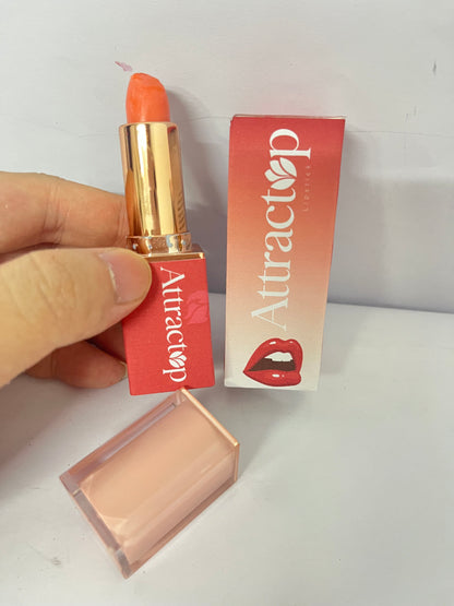 Attractop Lipstick | Aloe Vera-Based, Long-Lasting, Moisturizing | Warm Peach-Coral with a Satin Cream Finish