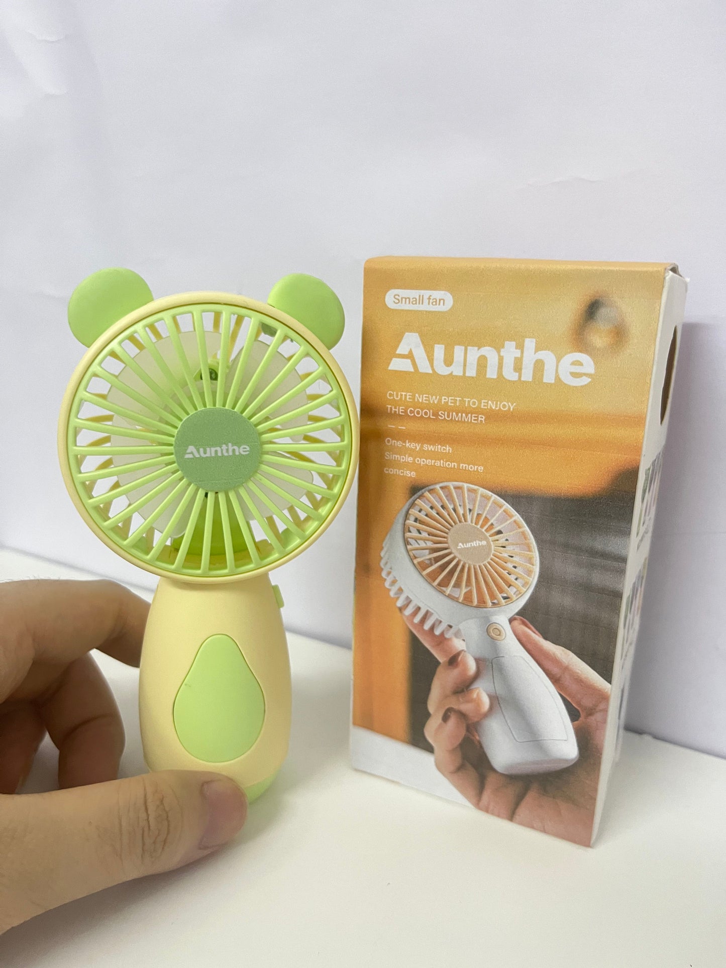 【Aunthe Bear-Ear Handheld Electric Fan】—— Portable Coolness for Summer Days