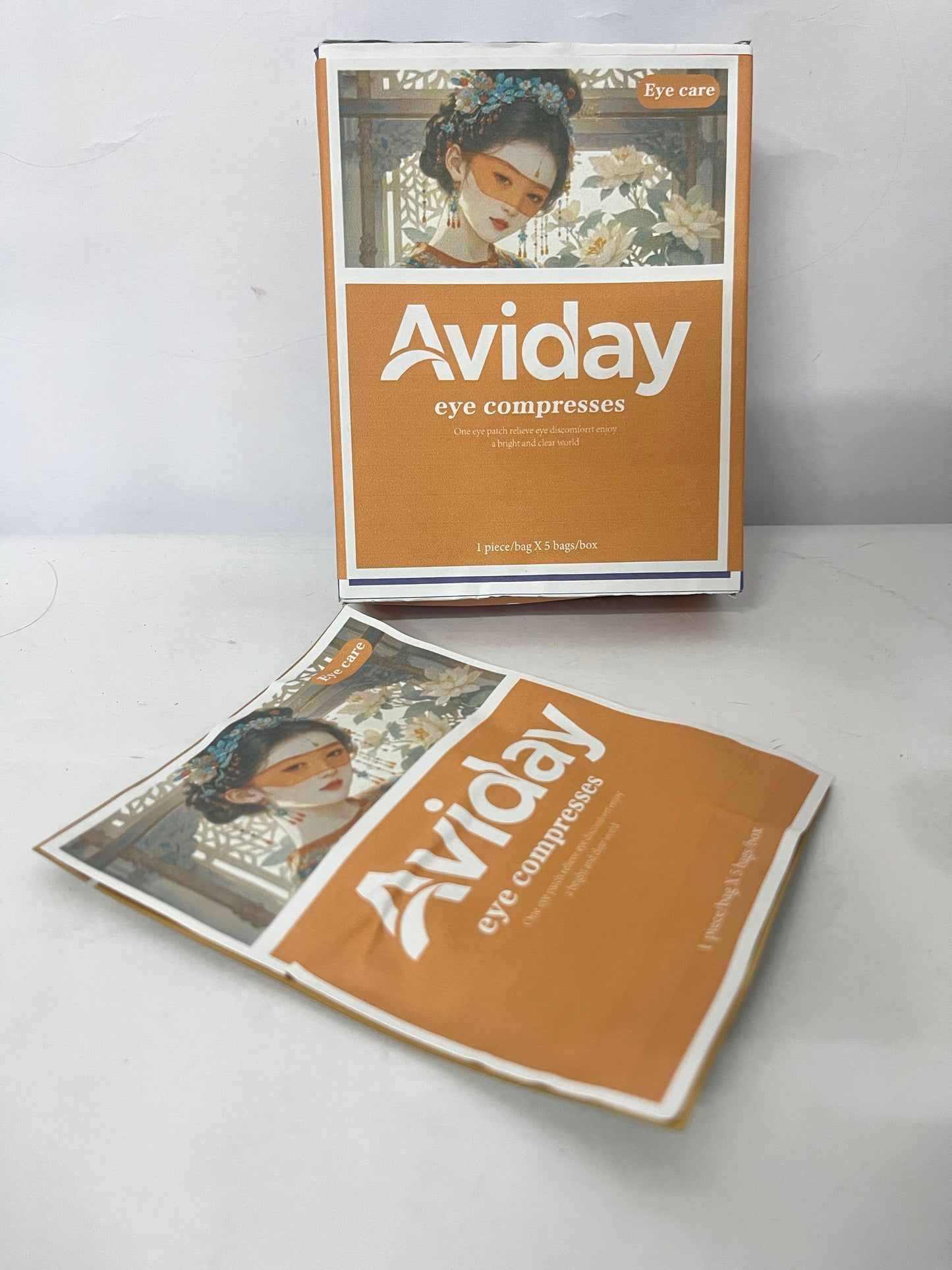 Aviday Medical Eye Patches for Dry Eyes & Fatigue Relief - 5 Individually Wrapped Compresses with Traditional Art Design
