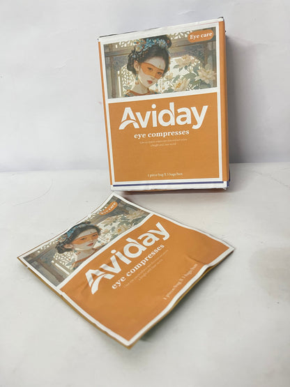 Aviday Medical Eye Patches for Dry Eyes & Fatigue Relief - 5 Individually Wrapped Compresses with Traditional Art Design