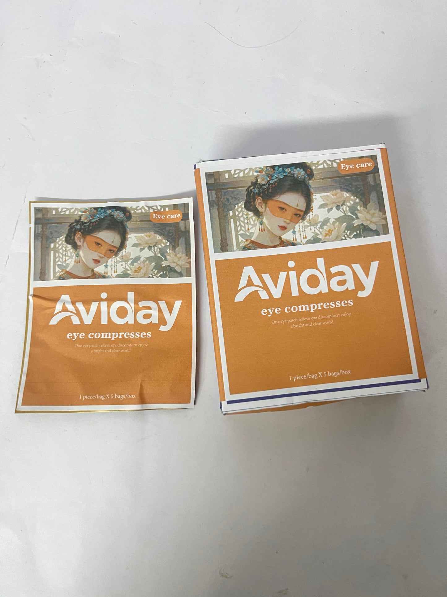 Aviday Medical Eye Patches for Dry Eyes & Fatigue Relief - 5 Individually Wrapped Compresses with Traditional Art Design