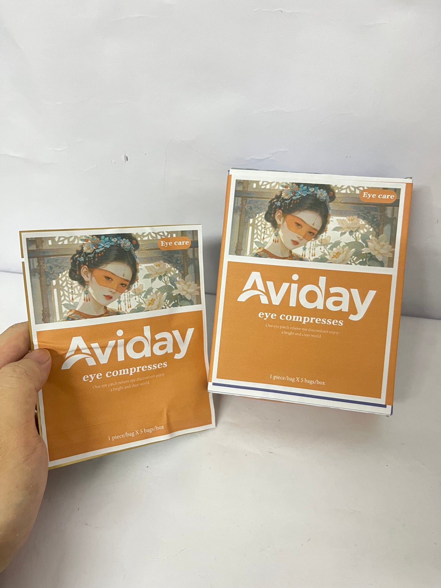 Aviday Medical Eye Patches for Dry Eyes & Fatigue Relief - 5 Individually Wrapped Compresses with Traditional Art Design