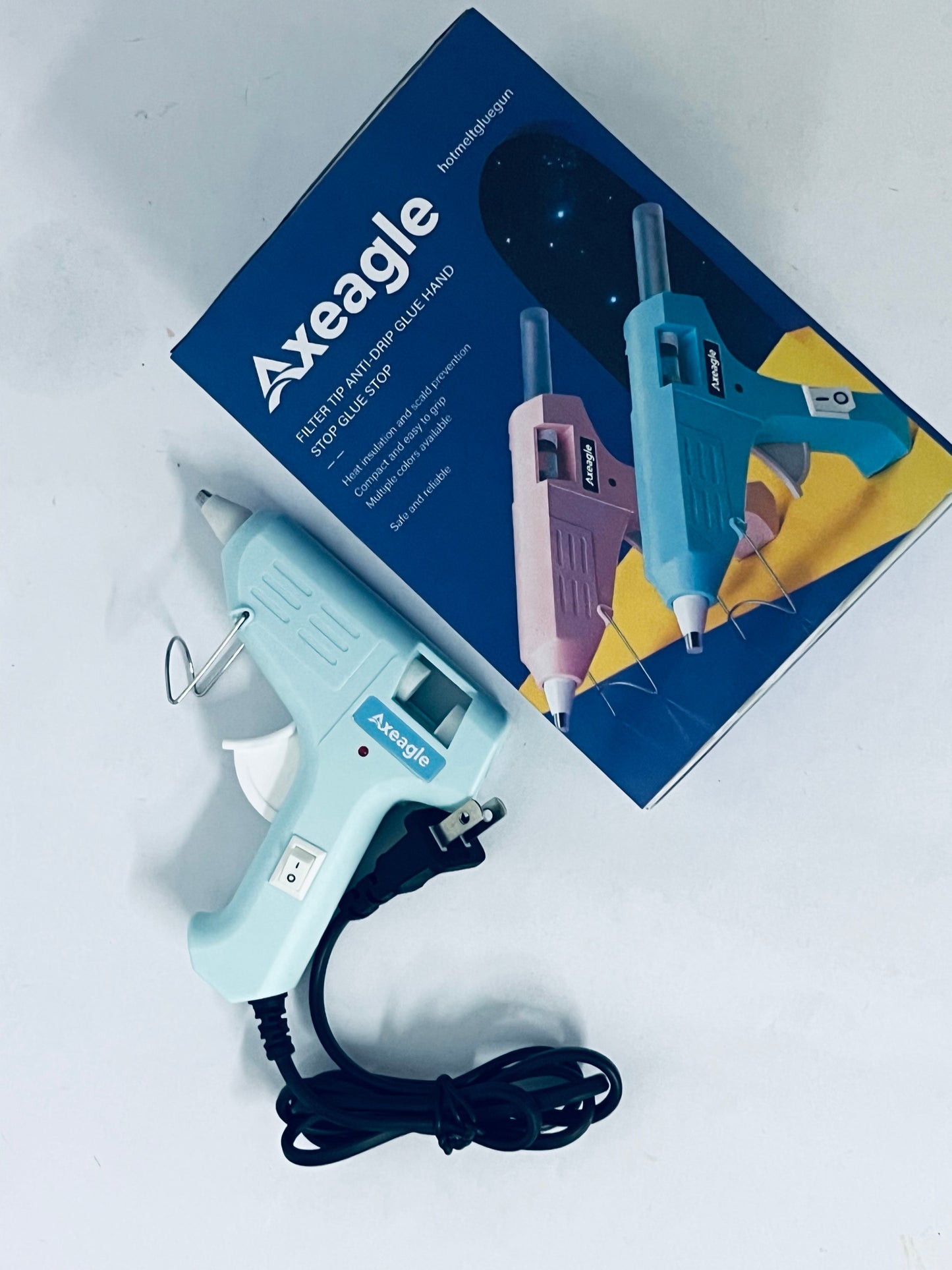 Axeagle Hot melt glue guns Fireproof Hot Glue Gun, Mini Glue Gun Kit with Glue Sticks, Glue Gun with Transparent Glue  for DIY Arts, Crafts and Quick Repairs