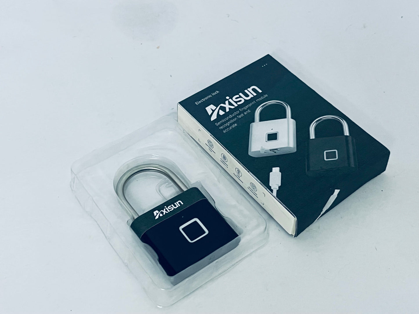 Axisun Smart Fingerprint Padlock, Semiconductor Fingerprint Recognition Electronic Lock, Portable Anti-Theft Lock for Backpack, Locker, Dormitory, Gym, etc.