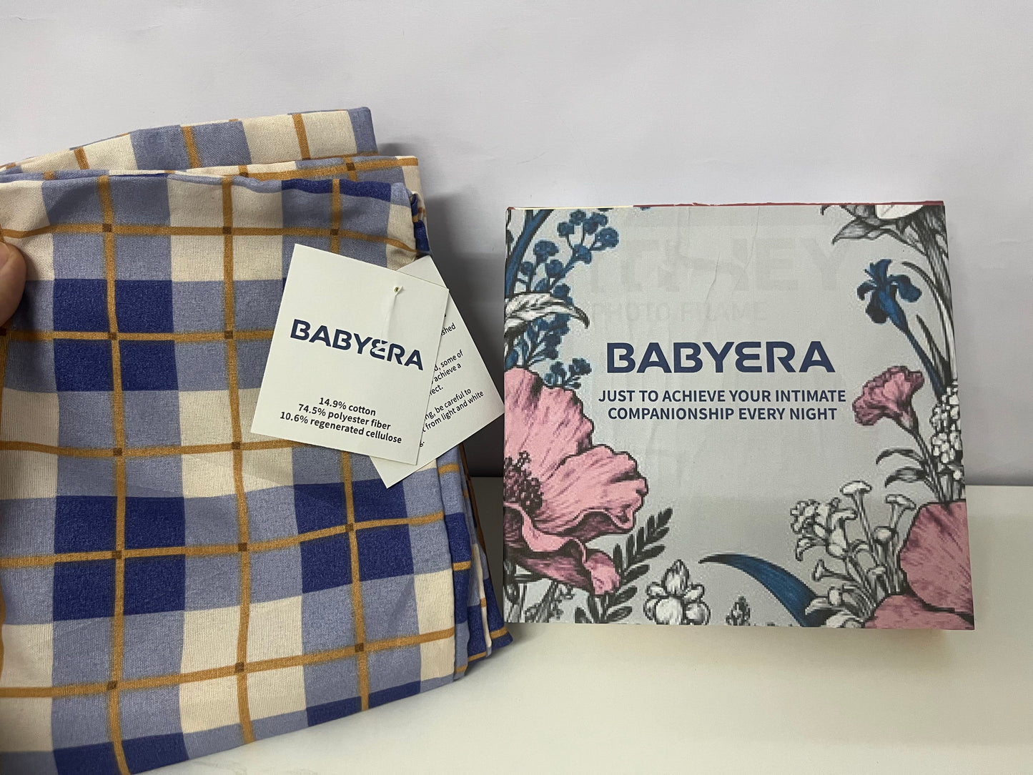 BABYERA Blue & Beige Plaid Quilt Cover: Soft Cotton-Blend Fabric Bedding – Timeless Design for Bedroom Decor & Daily Comfort