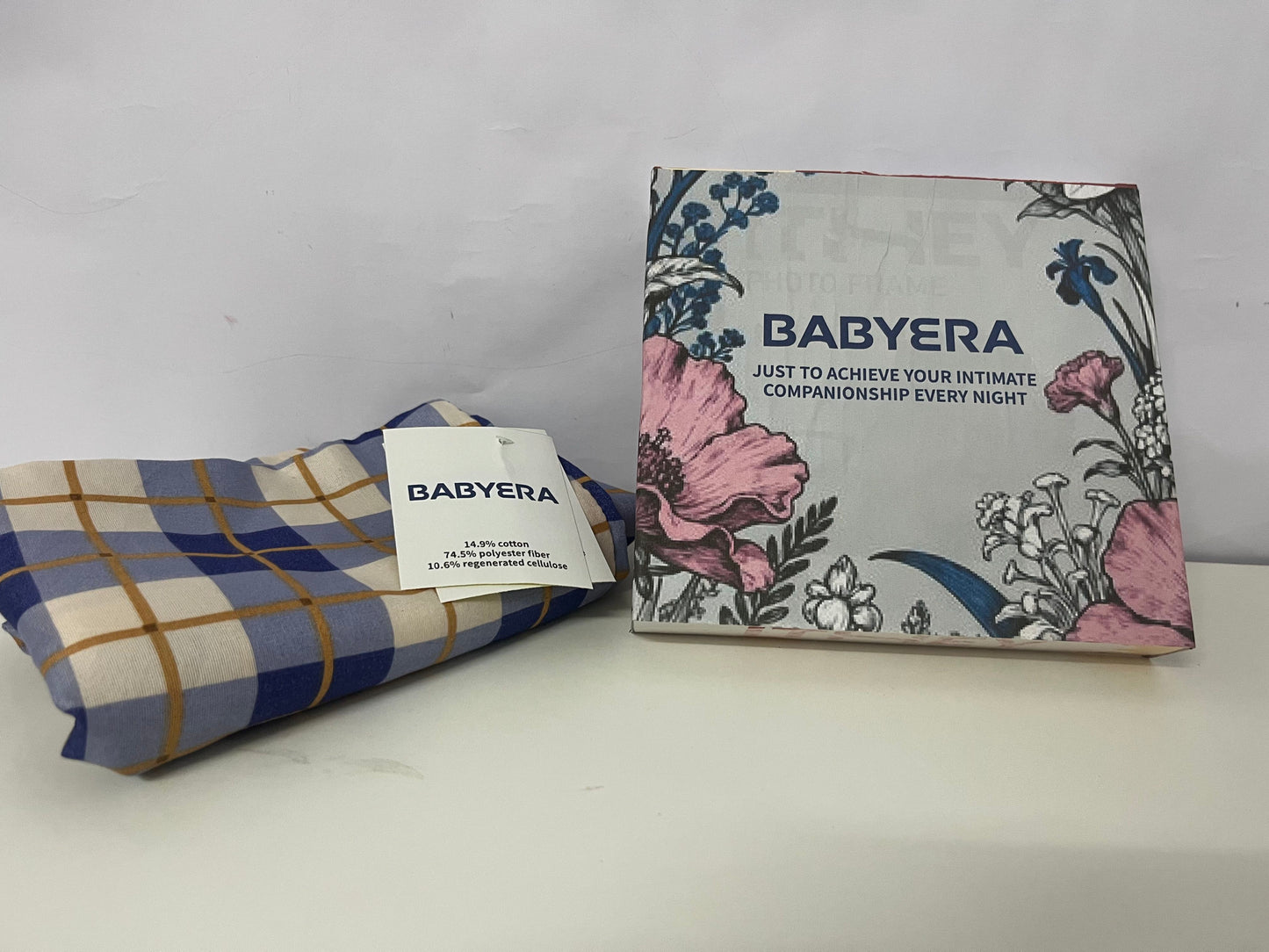 BABYERA Blue & Beige Plaid Quilt Cover: Soft Cotton-Blend Fabric Bedding – Timeless Design for Bedroom Decor & Daily Comfort