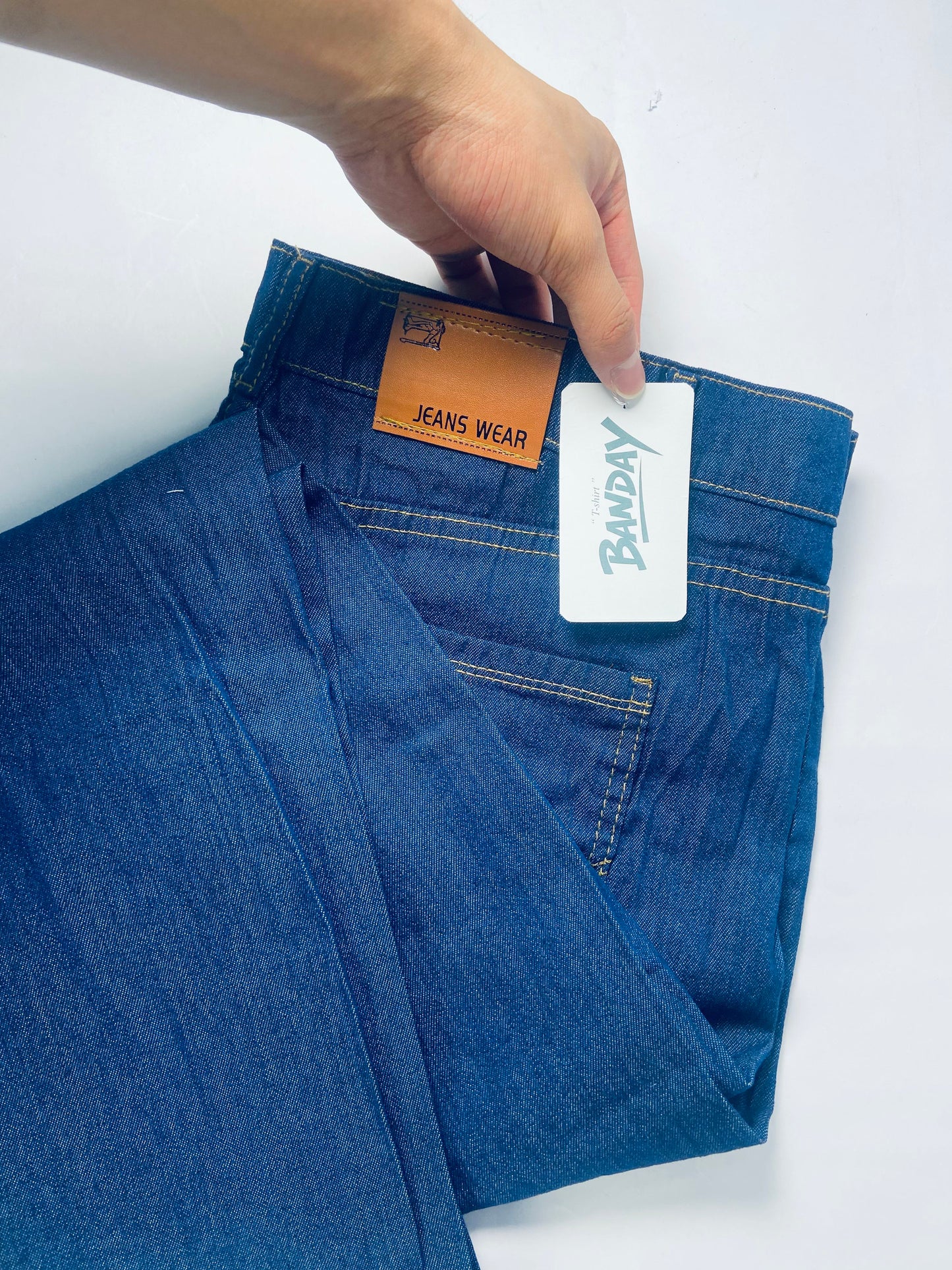 BANDAY  Women's High Waisted Straight Leg Denim pants Stretchy Tummy Control Wide Leg Denim Pants with Pockets
