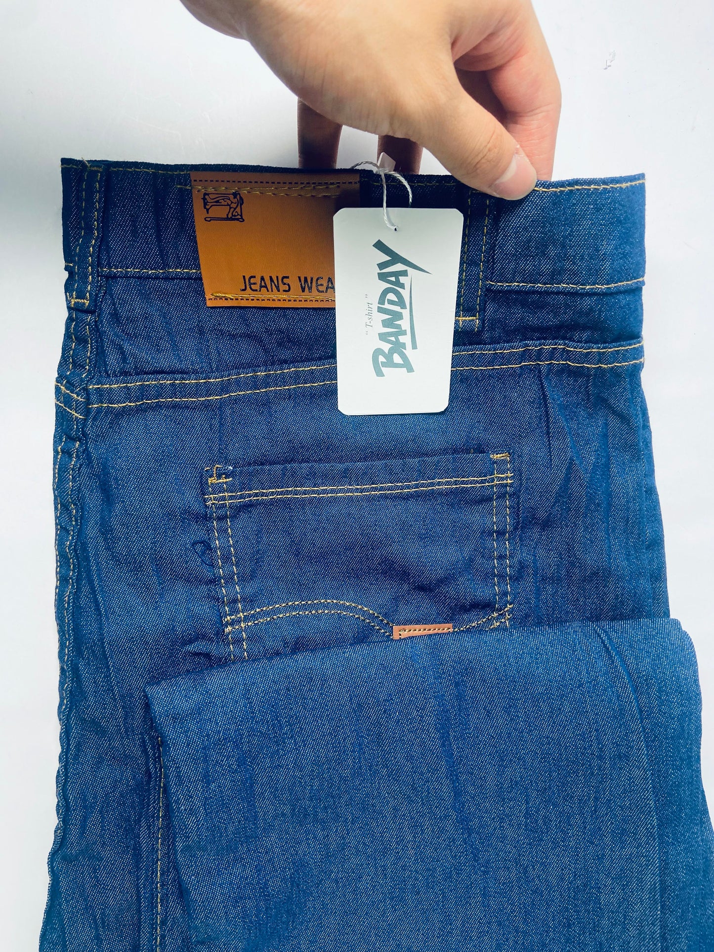 BANDAY  Women's High Waisted Straight Leg Denim pants Stretchy Tummy Control Wide Leg Denim Pants with Pockets