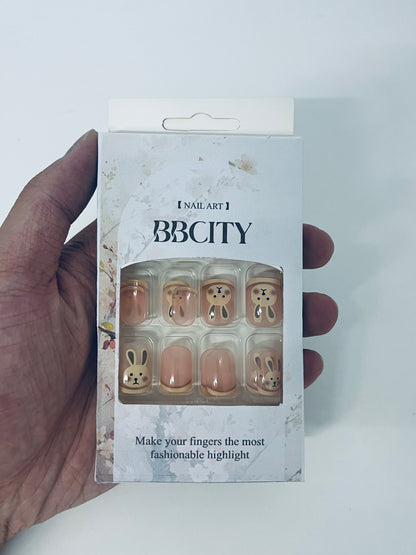 BBCITY Cute Rabbit Press On Nails, Short Length Fake Nails, Easy Application for a Lovely Manicure