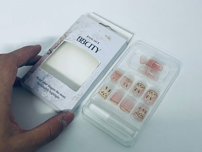 BBCITY Cute Rabbit Press On Nails, Short Length Fake Nails, Easy Application for a Lovely Manicure