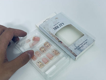 BBCITY Cute Rabbit Press On Nails, Short Length Fake Nails, Easy Application for a Lovely Manicure