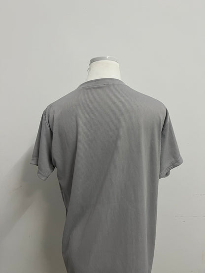 BBGIRL Light Gray Ribbed T-Shirt: Soft Stretch Fabric Crew Neck Top for Daily Casual Wear