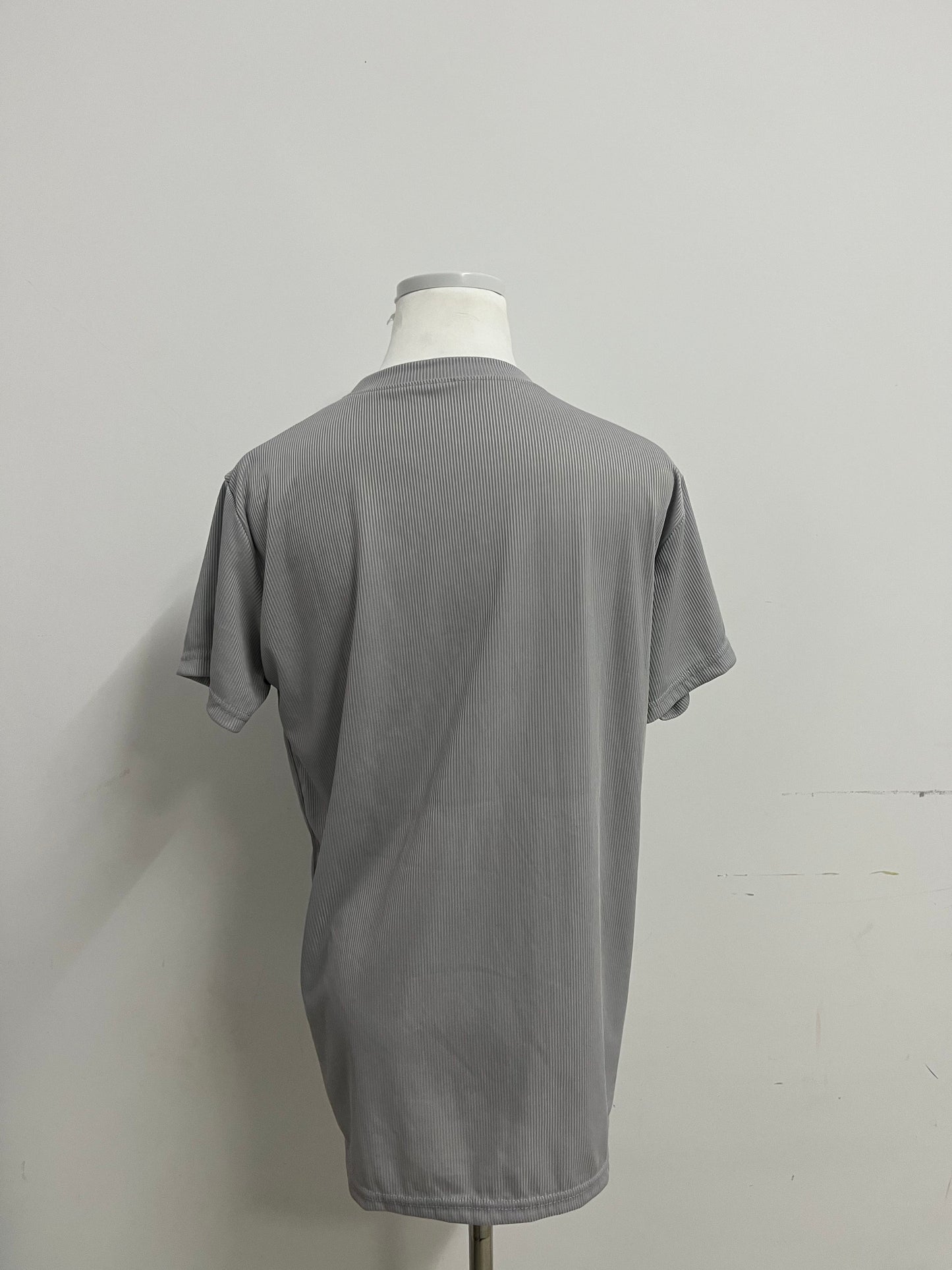 BBGIRL Light Gray Ribbed T-Shirt: Soft Stretch Fabric Crew Neck Top for Daily Casual Wear