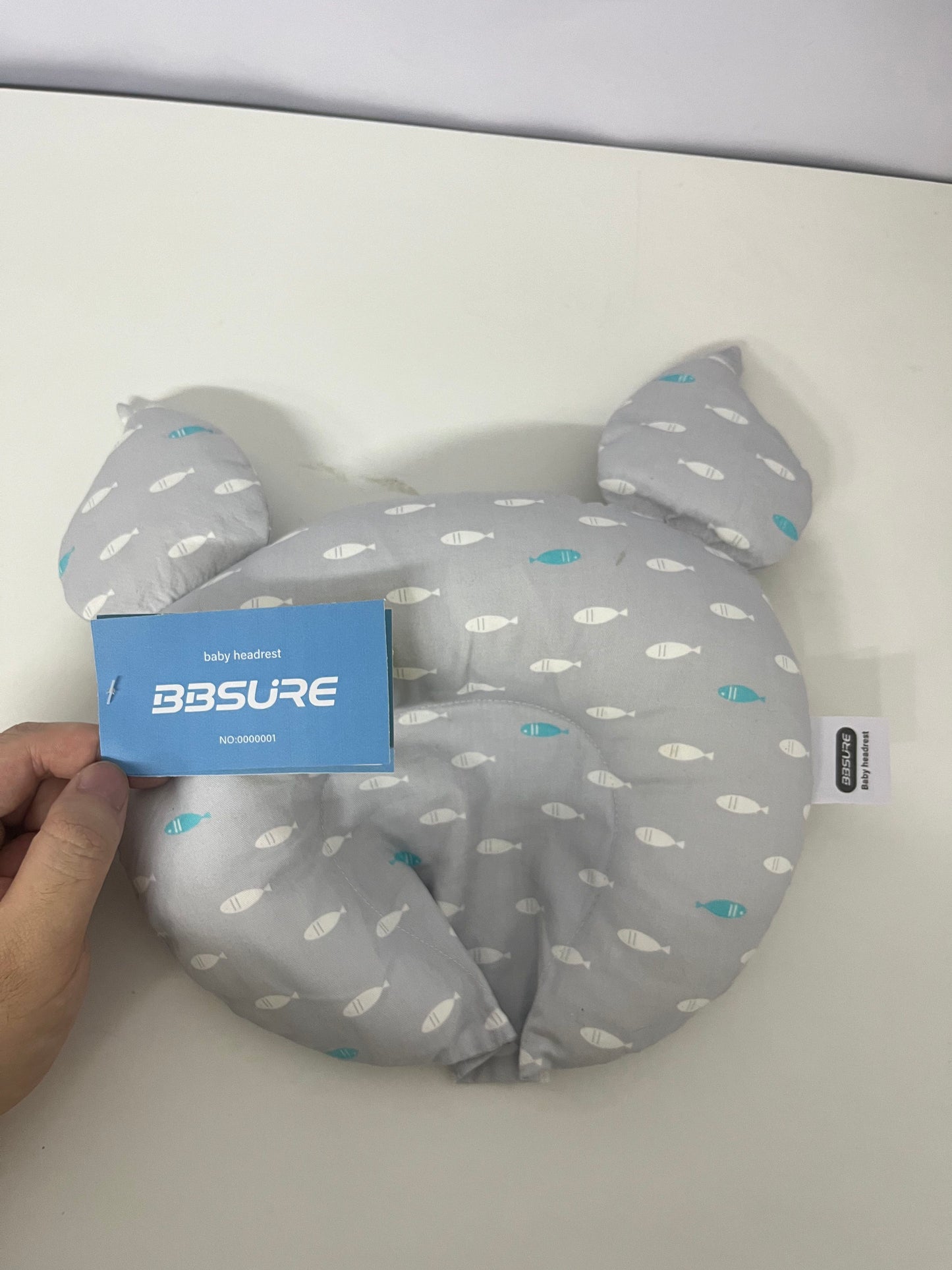 BBSURE Baby Headrest Pillow, Anti-Flat Head & Head Shaping Pillow for 0-12 Months, Cute Fish Pattern, Skin-Friendly & Breathable Infant Pillow
