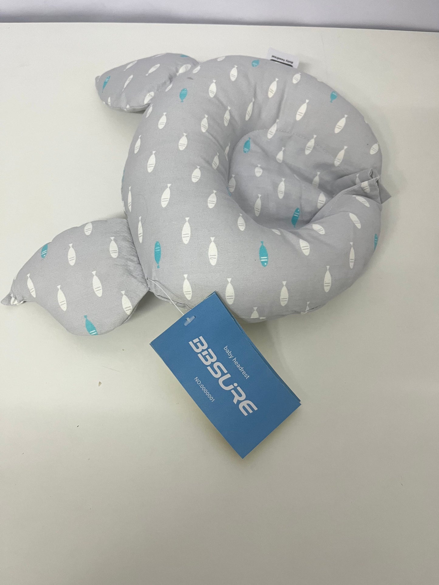 BBSURE Baby Headrest Pillow, Anti-Flat Head & Head Shaping Pillow for 0-12 Months, Cute Fish Pattern, Skin-Friendly & Breathable Infant Pillow
