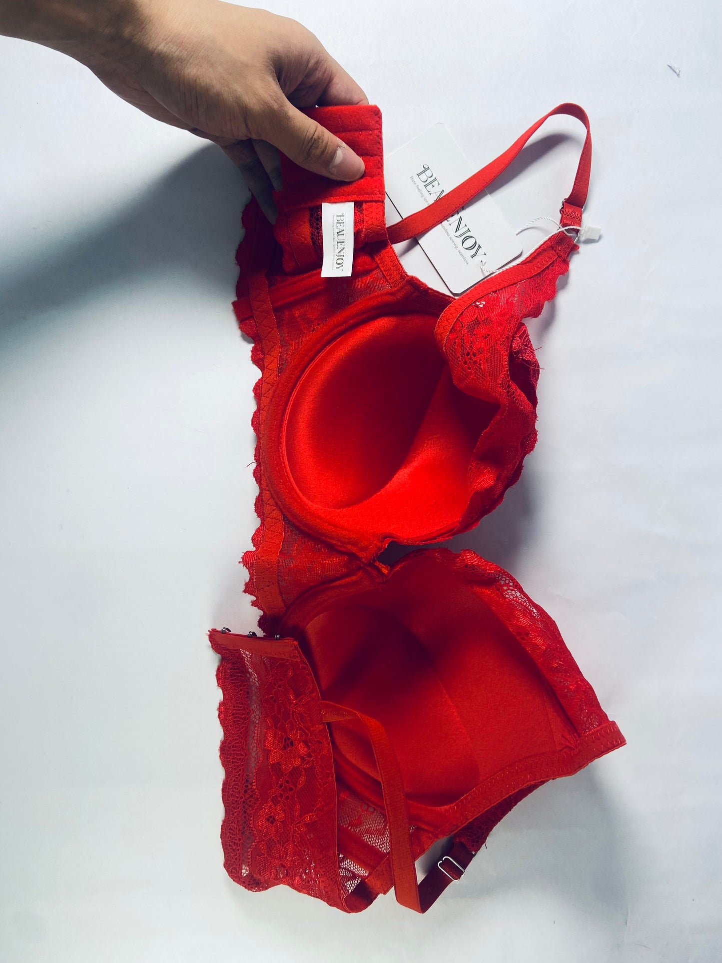 BEAUENJOY Women's Push Up Lace Bra Underwire Plunge Full Coverage Bras Sexy Plus Size Support