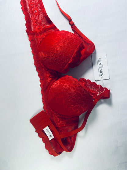 BEAUENJOY Women's Push Up Lace Bra Underwire Plunge Full Coverage Bras Sexy Plus Size Support