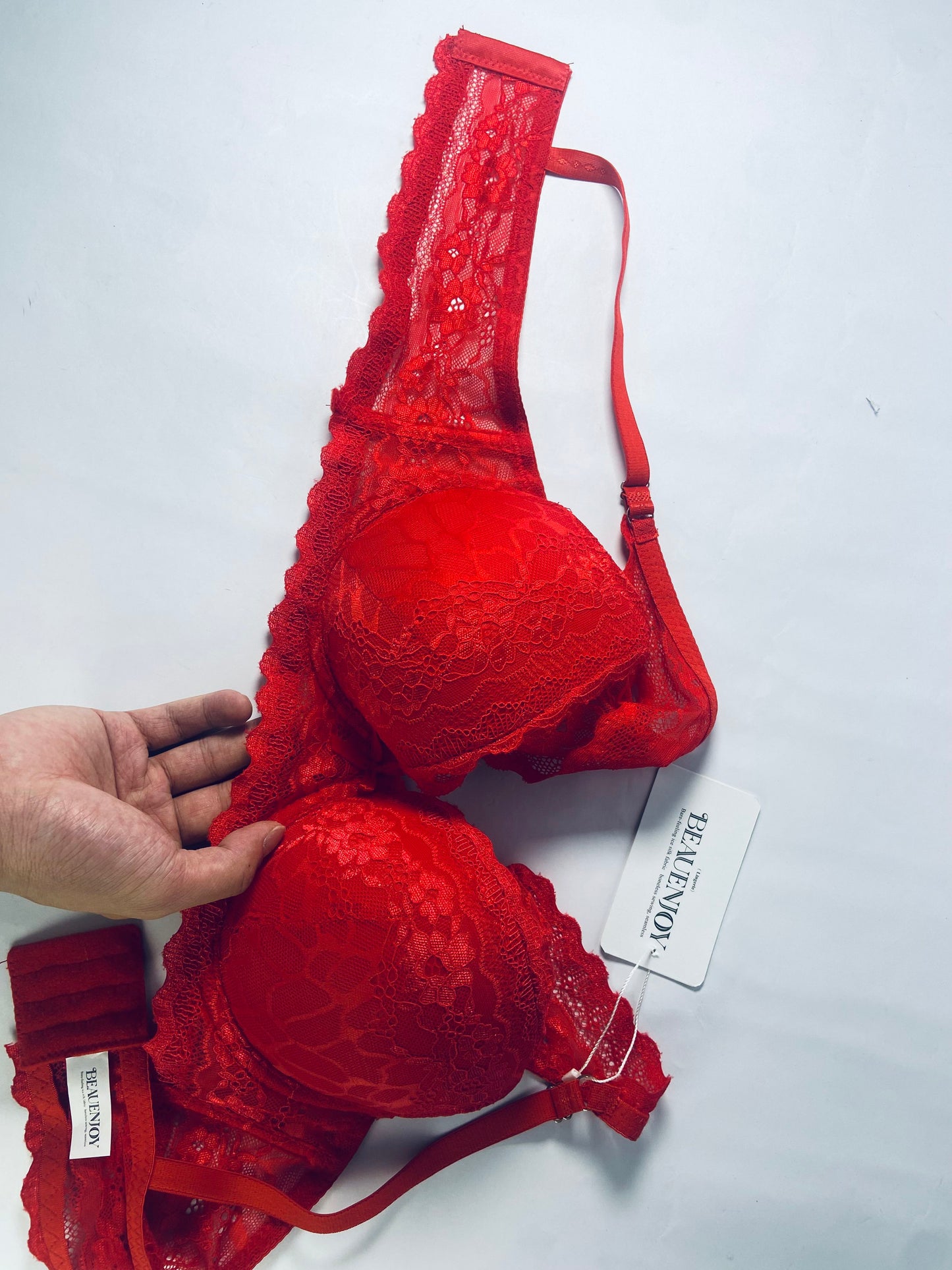 BEAUENJOY Women's Push Up Lace Bra Underwire Plunge Full Coverage Bras Sexy Plus Size Support