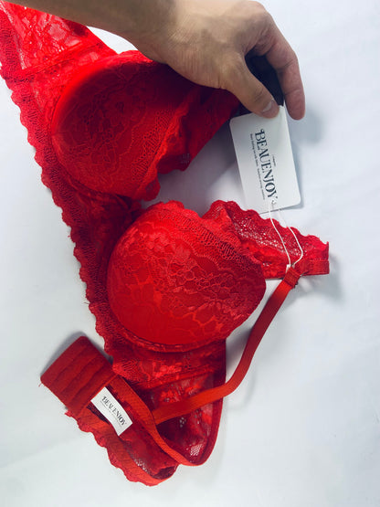 BEAUENJOY Women's Push Up Lace Bra Underwire Plunge Full Coverage Bras Sexy Plus Size Support