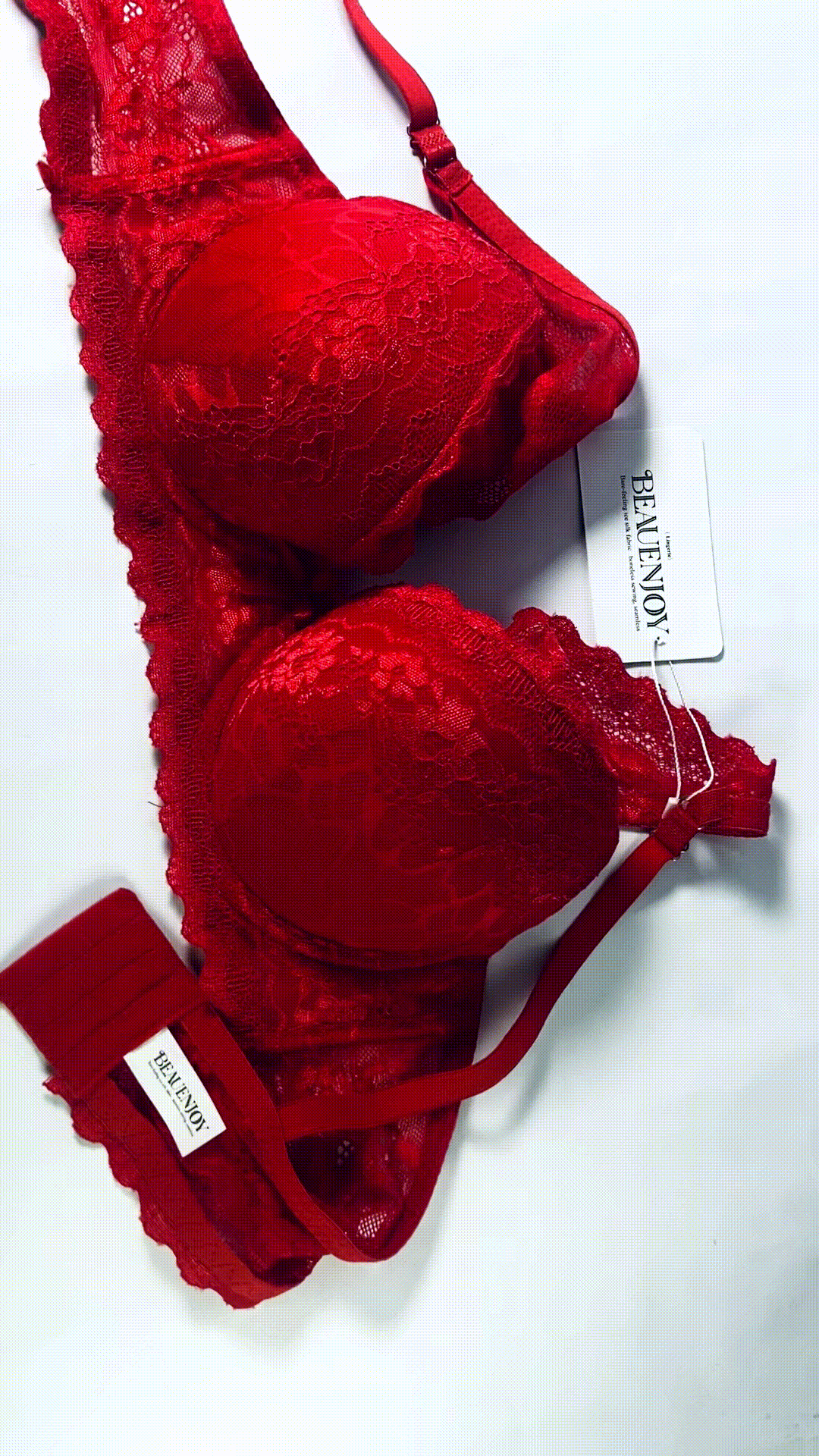 BEAUENJOY Women's Push Up Lace Bra Underwire Plunge Full Coverage Bras Sexy Plus Size Support