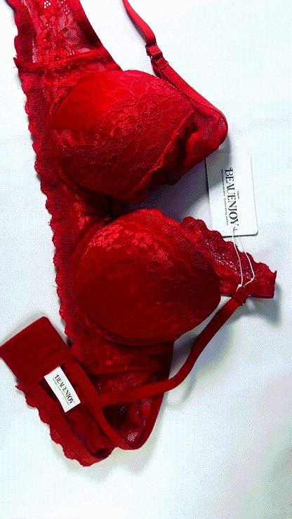 BEAUENJOY Women's Push Up Lace Bra Underwire Plunge Full Coverage Bras Sexy Plus Size Support
