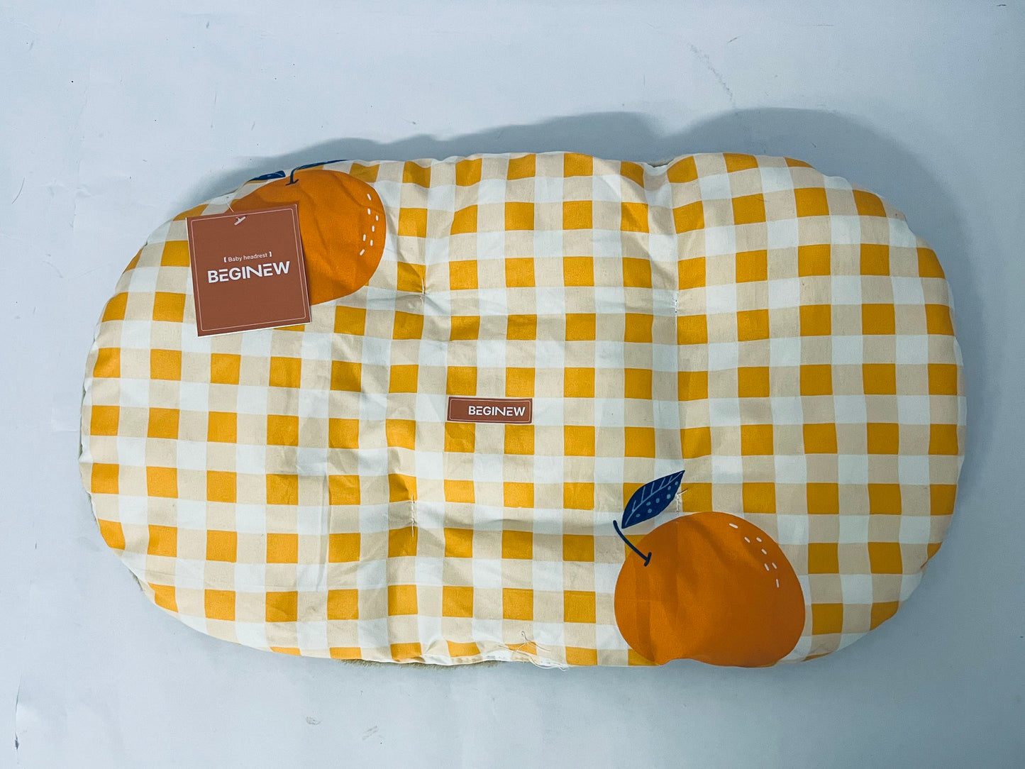 BEGINEW Soft and Breathable Baby Pillow with Memory Foam and Orange Design