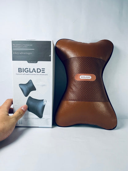 BIGLADE Car Neck Pillow,Universal Soft Breathable Leather Car Neck Pillow Comfortable Head Neck Rest Support Cervical Pillow for Travel Car Seat Driving & Home