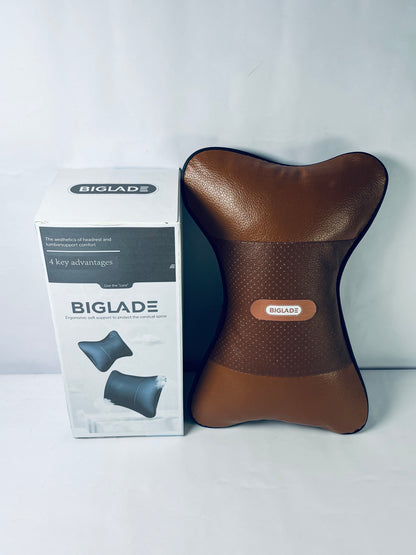 BIGLADE Car Neck Pillow,Universal Soft Breathable Leather Car Neck Pillow Comfortable Head Neck Rest Support Cervical Pillow for Travel Car Seat Driving & Home