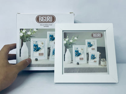 BIGURU Wood With Gold Foil Accents Picture Frame, 4x6, White
