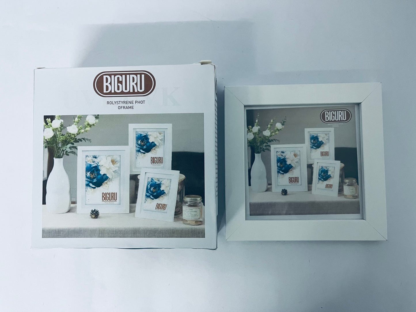 BIGURU Wood With Gold Foil Accents Picture Frame, 4x6, White