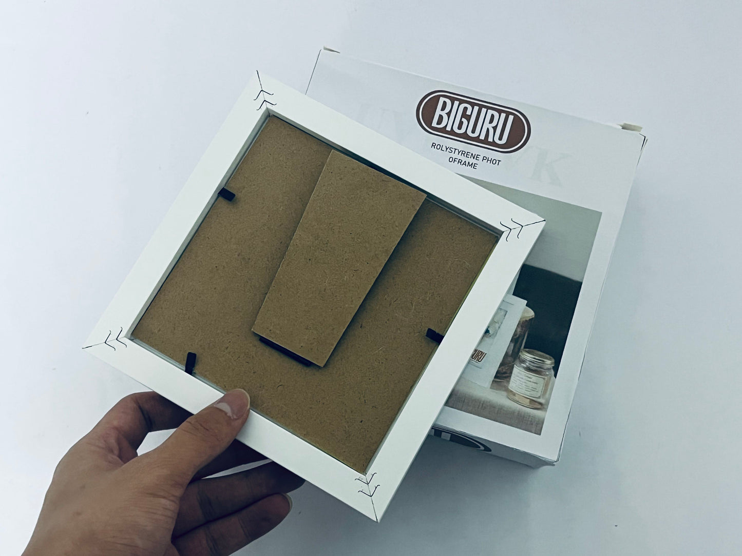 BIGURU Wood With Gold Foil Accents Picture Frame, 4x6, White