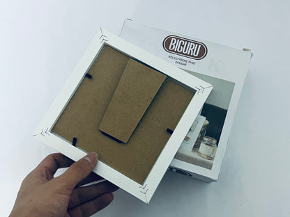 BIGURU Wood With Gold Foil Accents Picture Frame, 4x6, White